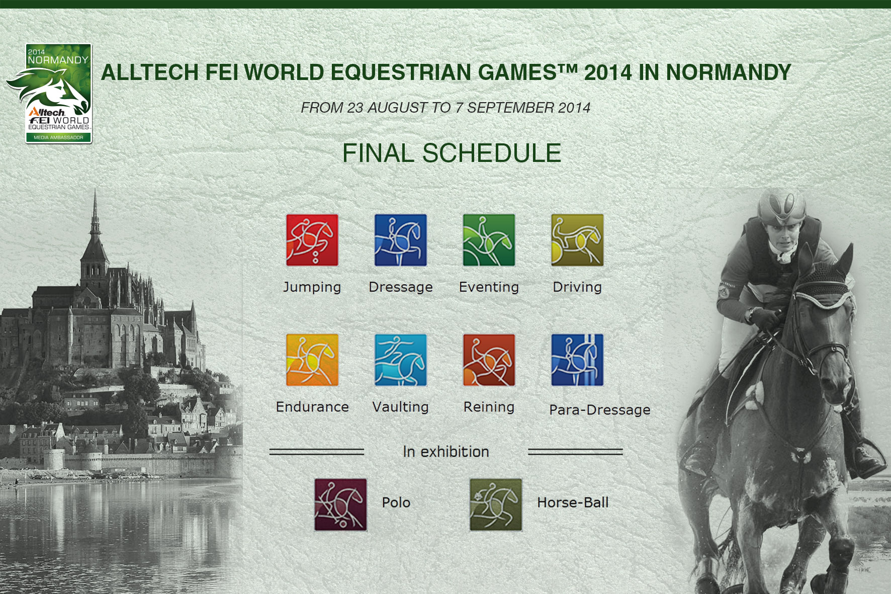 Horse Times Egypt: Equestrian Magazine :News :ALLTECH FEI WORLD EQUESTRIAN GAMES 2014 IN NORMANDY FINAL SCHEDULE 